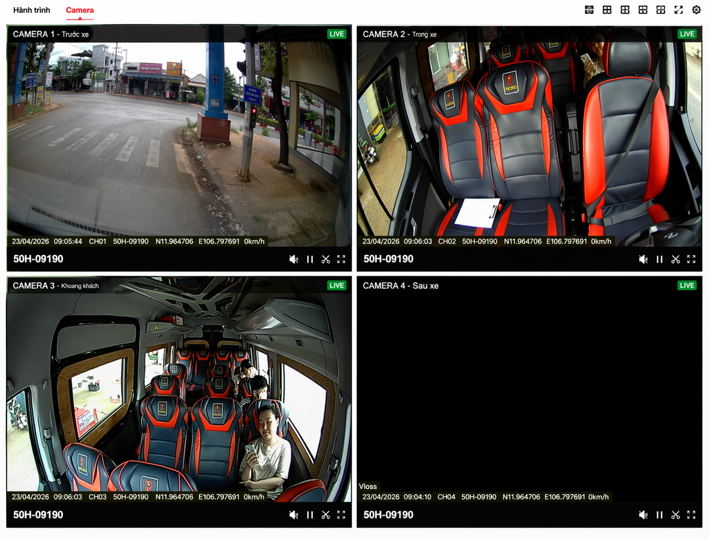 xem camera trực tuyến trên web tendoo vân tải - dashcam Viettel